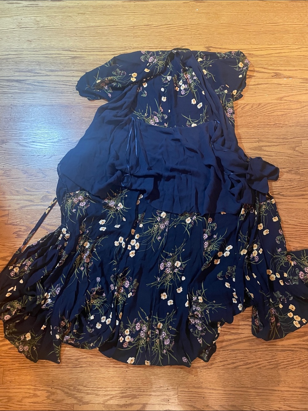 Reformation Navy Floral Tiered Maxi Dress